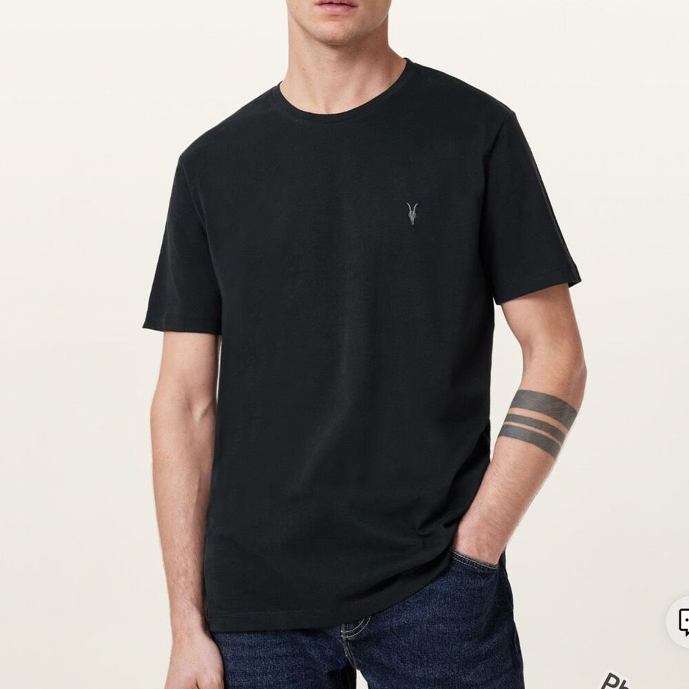 All Saints Black Brushed Cotton Short Sleeve tee large men
